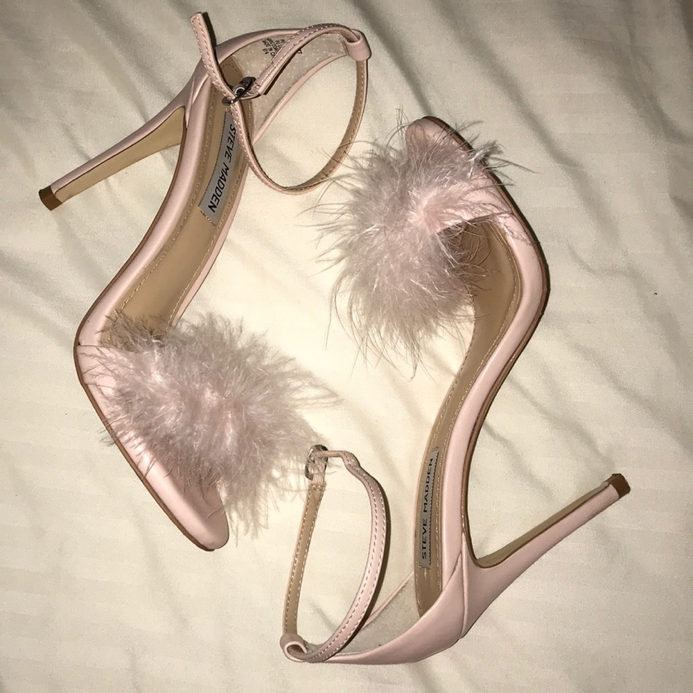 Steve Madden Scarlett Fur Heels (Baby Pink)